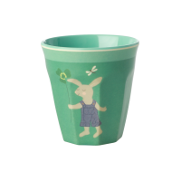 Kids Small Melamine Cup Green Bunny Rabbit Print Rice DK